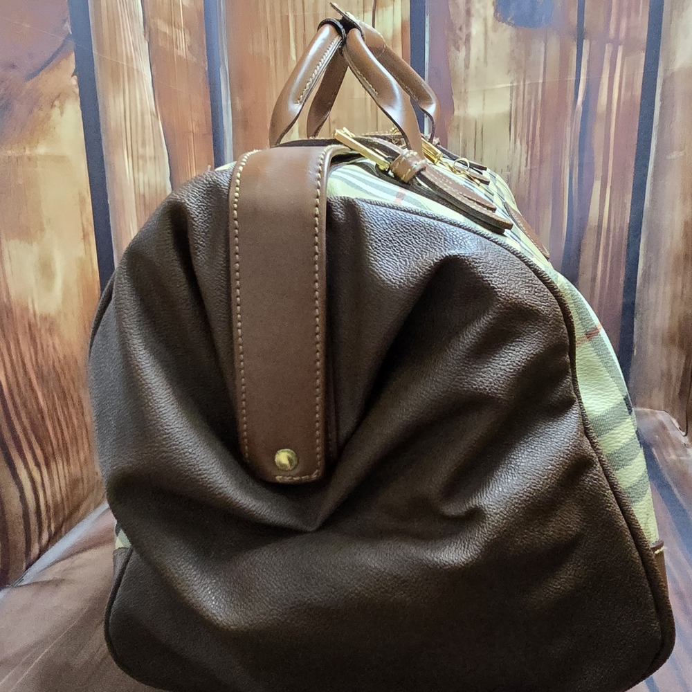 Burberry Haymarket Gentleman Doctor Style Boston Travel  Bag-Vintage EUC-COA - Picture 5 of 16